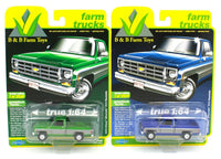 
              2020 AUTO WORLD 1:64 *PAIR* BLUE & GREEN 1978 Chevy Silverado K10 Fleetside NIP
            