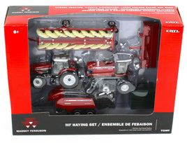 1:64 ERTL *MASSEY FERGUSON HESSTON* HAYING SET Tractor Baler Rake Windrower NIB!