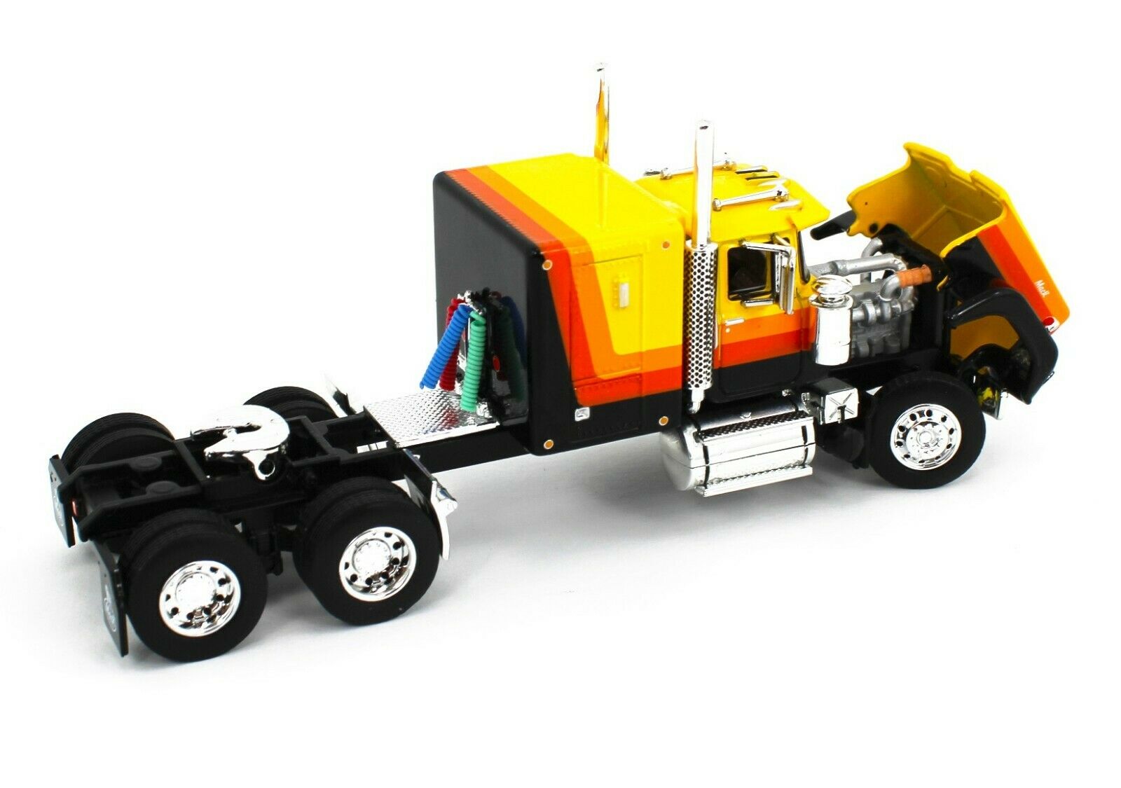 2021 DCP 1:64 Yellow & Black MACK SUPER-LINER Semi w/Tri-Axle