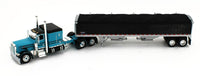 
              2023 DCP 1:64 *AQUA & BLACK* Peterbilt 389 63" Flattop w/WILSON GRAIN TRAILER
            