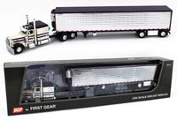 
              DCP 1:64 *CREAM & PURPLE* Peterbilt 389 63" Flattop & 53' CHROME SIDE REEFER NIB
            