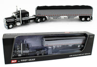 
              2023 DCP 1:64 *BLACK & SILVER* Peterbilt 389 63" Flattop w/WILSON GRAIN TRAILER
            