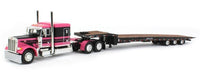 
              2023 DCP 1:64 *BLACK & PINK* Peterbilt 379 63" Flattop w/TALBERT 5553-TA Trailer
            