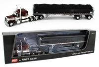 
              DCP 1:64 *DARK RED* Peterbilt 379 63" Flattop WILSON 50' Belt Grain Trailer NIB
            