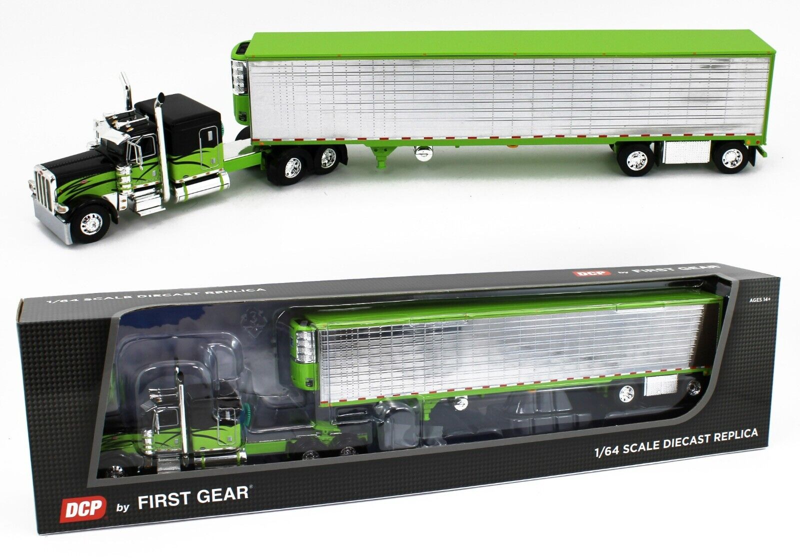 DCP 1:64 *BLACK & LIME* Peterbilt 389 63