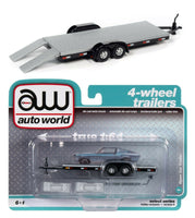 
              1:64 AUTO WORLD *BLACK & SILVER* Tandem Axle Flatbed Car Trailer *NIP*
            