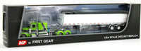 
              DCP 1:64 LIME GREEN Peterbilt 389 Semi WHITE Lode King Distinction Grain Trailer
            