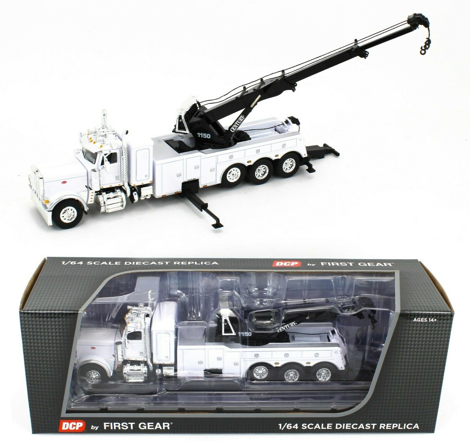 1:64 DCP *WHITE* Peterbilt 389 CENTURY ROTATOR WRECKER w/36