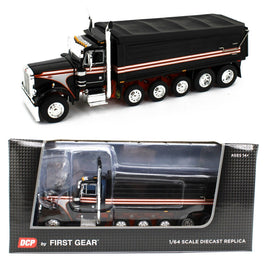 2023 DCP 1:64 *BLACK & ORANGE* Peterbilt 379 5-AXLE MAC Dump Truck *NIB*