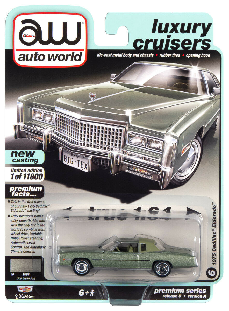 2020 AUTO WORLD 1:64 *PREMIUM 5A* LIDO GREEN 1975 Cadillac