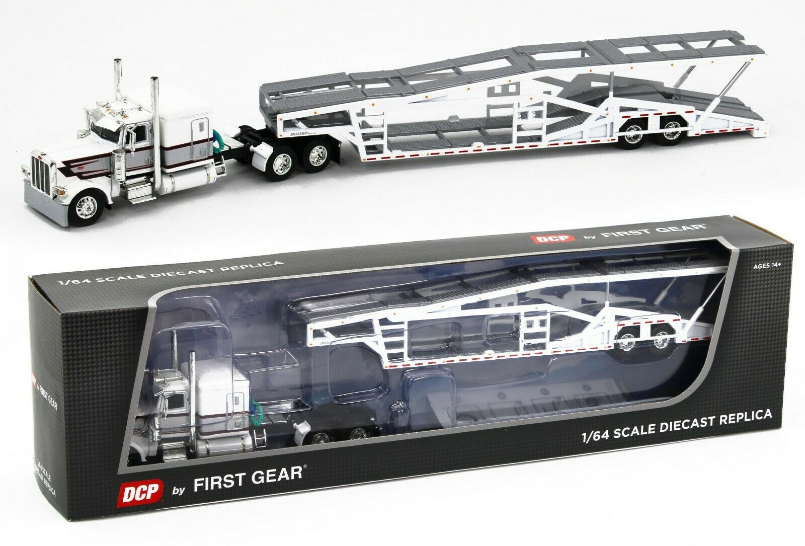 2021 DCP 1:64 WHITE Peterbilt 389 SEMI w/MILLER AUTO