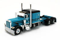 
              2023 DCP 1:64 *AQUA & BLACK* Peterbilt 389 63" Flattop w/WILSON GRAIN TRAILER
            