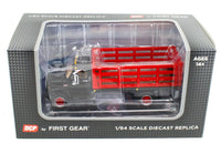 
              NEW 2021 1:64 DCP *BLACK & RED* GMC 6500 Tandem-Axle STAKEBED TRUCK  *NIB*
            