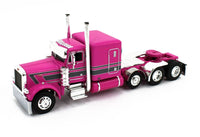 
              DCP 1:64 *HOT PINK* Peterbilt 379 63" Flattop WILSON 50' Belt Grain Trailer NIB
            