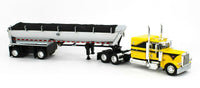 
              2021 DCP 1:64 YELLOW & BLACK Peterbilt 389 CHROME MAC Spread-Axle End Dump NIB
            