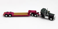 
              2022 DCP *GUN METAL & PINK* Kenworth W900A Aerodyne & Rogers Lowboy Trailer NIB
            