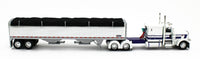 
              2023 DCP 1:64 *WHITE & PURPLE* Peterbilt 389 63" Flattop w/WILSON GRAIN TRAILER
            