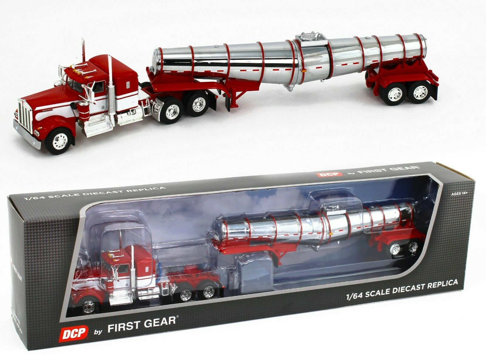 2021 DCP 1:64 *RED & WHITE* Kenworth W900A w/CHROME POLAR TANKER TRAILER NIB