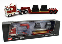 
              2023 DCP 1:64 *RED & CREAM* Peterbilt 352 COE 110" w/Rogers Lowboy & Load *NIB*
            