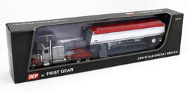 2022 DCP 1:64 *PEWTER & RED* Peterbilt 389 63" Flattop w/Wilson GRAIN TRAILER