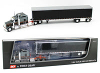 
              1:64 DCP *Gun Metal & Black* KENWORTH W900 & 53' Split Axle Dry Good Trailer NIB
            