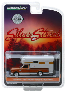 1:64 GreenLight *HOBBY EX* BROWN 1970 Chevrolet C10 w/Silver Streak Camper NIP