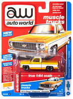 
              2019 AUTO WORLD 1:64 *PREMIUM* SET OF 4 = 1973 Chevy Cheyenne Pickup Truck *NIP*
            