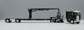 First Gear DCP 1:64 *BLACK* Kenworth K100 COE w/Stepdeck Boom Arm Trailer *NIB*