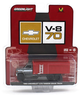 1:64 GreenLight *CHARCOAL GREY & RED* 1983 Chevrolet C70 Grain Truck TANDEM AXLE