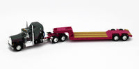 
              2022 DCP *GUN METAL & PINK* Kenworth W900A Aerodyne & Rogers Lowboy Trailer NIB
            